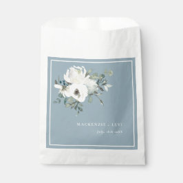 Elegante Stofblauwe Aquarel Bloemige Favor Tasjes Bedankzakje