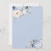 Elegante Stofblauwe Aquarel Boho Bloemige Bruiloft Kaart (Achterkant)