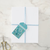 Elegante Stofblauwe Aquarel Wilde Bloemen Cadeaulabel (Met Touw)
