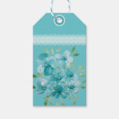 Elegante Stofblauwe Aquarel Wilde Bloemen Cadeaulabel (Voorkant)