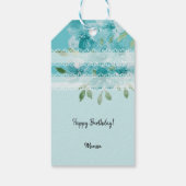 Elegante Stofblauwe Aquarel Wilde Bloemen Cadeaulabel (Achterkant)