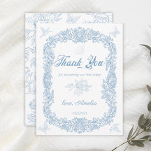 Elegante Stofblauwe Barokke Lijst Baby Shower