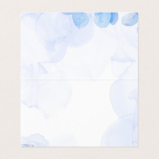 Elegante Stofblauwe Bloem Bruiloft Plaats Kaarten (Binnenkant ongevouwen)