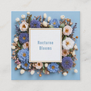 Elegante Stofblauwe Bloem Gouden Lijst Rustieke Kr Vierkante Visitekaartje