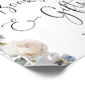 Elegante Stofblauwe Bloemen Boeken & Cadeaus Poster (Hoek)