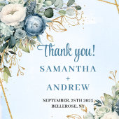 Elegante Stofblauwe Bloemige Eucalyptus Bruiloftse Bedankjes Labels