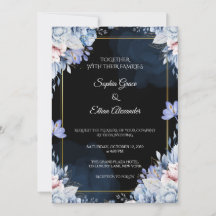 Elegante Stofblauwe Bloemige Marine Huwelijksuitno