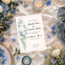 Elegante Stofblauwe Bloemige Romantische Bruiloft