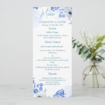 Elegante Stofblauwe Bloemige Waterverf Bruiloftsme