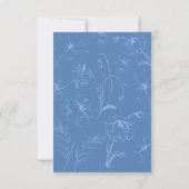 Elegante Stofblauwe Bloemlijn Kunst Bruiloft Save The Date (Achterkant)