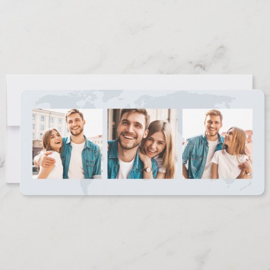 Elegante Stofblauwe Boarding Pass Save the Date Kaart (Achterkant)