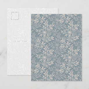 Elegante Stofblauwe Botanische Blad Wingerd Kunst Briefkaart