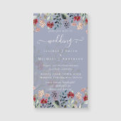 Elegante Stofblauwe Bourgondië Bloemige Bruiloft (Voorkant)