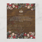 Elegante Stofblauwe Bourgondiërkleurige Bloemige B Flyer (Achterkant)