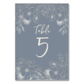 Elegante Stofblauwe Bruiloft Kaart (Achterkant)