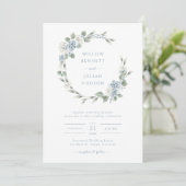Elegante Stofblauwe Bruiloft Kaart (Staand voorkant)