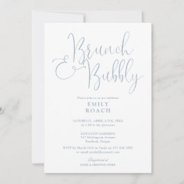 Elegante Stofblauwe Brunch En Bruisende Bruids-Sho Kaart