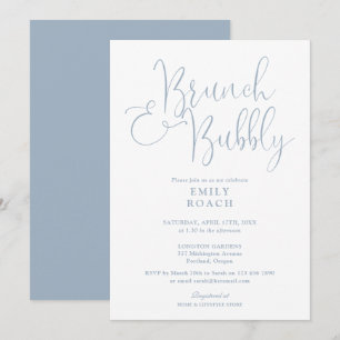 Elegante Stofblauwe Brunch En Bruisende Bruids-Sho Kaart