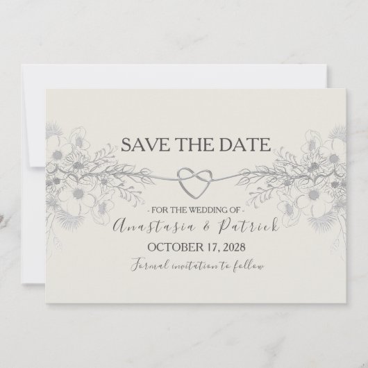 Elegante Stofblauwe Calligrafie Bruiloft Save The Date (Voorkant)
