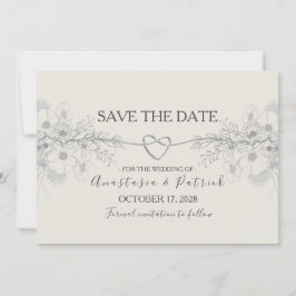 Elegante Stofblauwe Calligrafie Bruiloft Save The Date