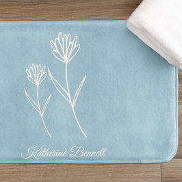 Elegante Stofblauwe Eenvoudige Bloem Badmat