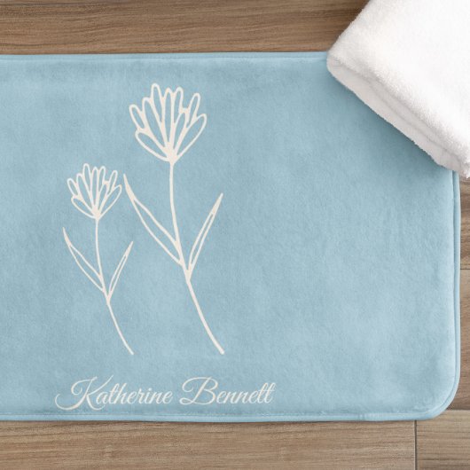 Elegante Stofblauwe Eenvoudige Bloem Badmat