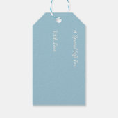 Elegante Stofblauwe Eenvoudige Bloem Cadeaulabel (Achterkant)