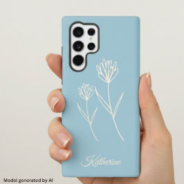 Elegante Stofblauwe Eenvoudige Bloem Sport Samsung Galaxy Hoesje