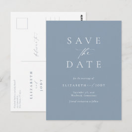 Elegante Stofblauwe Eenvoudige Save The Date Briefkaart