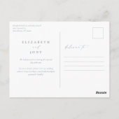Elegante Stofblauwe Eenvoudige Save The Date Briefkaart (Achterkant)