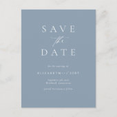 Elegante Stofblauwe Eenvoudige Save The Date Briefkaart (Voorkant)