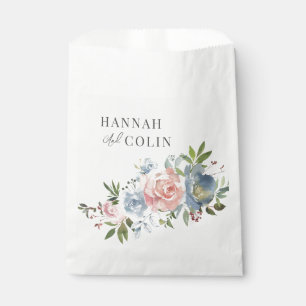 Elegante Stofblauwe en Roze Bloemenswag Bedankzakje