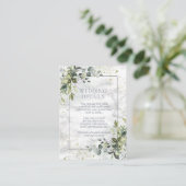 Elegante Stofblauwe Eucalyptus Groen Marble Informatiekaartje (Staand voorkant)