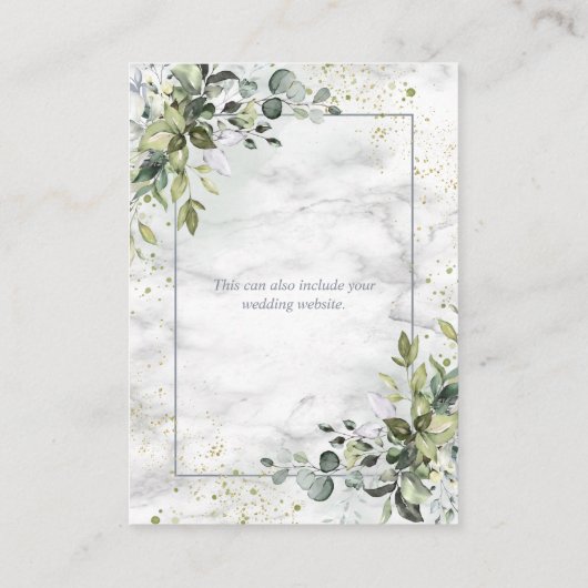 Elegante Stofblauwe Eucalyptus Groen Marble Informatiekaartje (Achterkant)