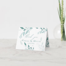 Elegante Stofblauwe Eucalyptus Huwelijks Dank 