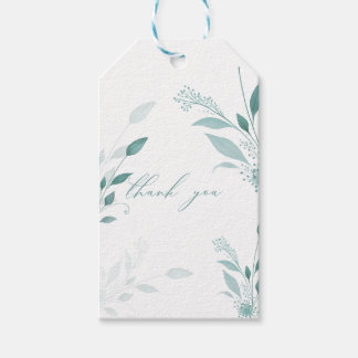 Elegante Stofblauwe Eucalyptus Teal Bedankt Cadeau Cadeaulabel