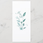 Elegante Stofblauwe Eucalyptus Turquoise Bloemige  Menu (Achterkant)