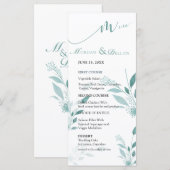 Elegante Stofblauwe Eucalyptus Turquoise Bloemige  Menu (Voorkant / Achterkant)
