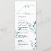 Elegante Stofblauwe Eucalyptus Turquoise Bloemige  Menu (Voorkant)