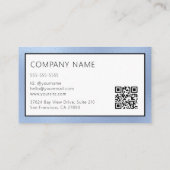 Elegante Stofblauwe Folie Afgewerkte Logo QR Code Visitekaartje (Achterkant)
