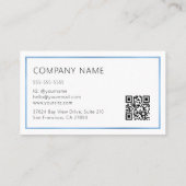 Elegante Stofblauwe Folie Frame Minimaal QR Code Visitekaartje (Achterkant)