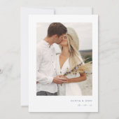 Elegante Stofblauwe Fotowilde Bloemen Bruiloft Save The Date (Achterkant)