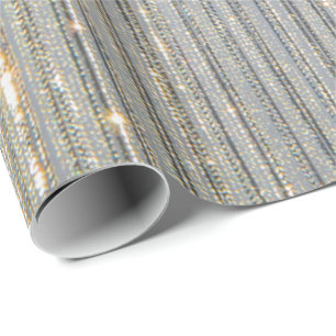 Elegante Stofblauwe Goud & Zilver Glitter Abstract Cadeaupapier