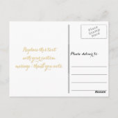 Elegante Stofblauwe Gouden Script Trouw Dank Je Briefkaart (Achterkant)