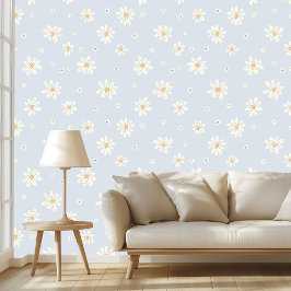 Elegante Stofblauwe Madeliefjes Bloemige Esthetisc Behang