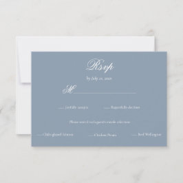 Elegante Stofblauwe Minimalistische Trouwmaaltijdk RSVP Kaartje