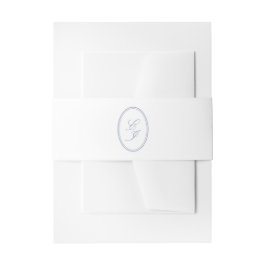 Elegante Stofblauwe Monogram Huwelijksuitnodiging Uitnodigingen Wikkel