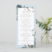 Elegante Stofblauwe Navy Botanische Tuin Menu (Staand voorkant)