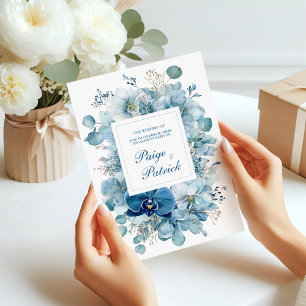 Elegante Stofblauwe Orchidee Hortensia Goud Kaart