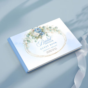 Elegante Stofblauwe Pioenrozen Eucalyptus Gouden B Gastenboek